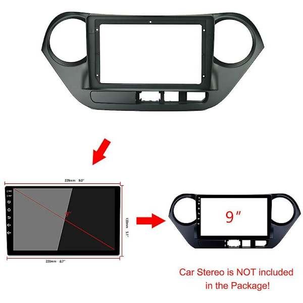9 Tommer 2 Din Bil Dashbord Ramme Radio Fascia Dash Mp5 Spiller Dvd Adapter Panel Med Kabel For I10