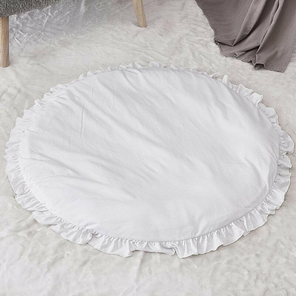 DENUOTOP Rund Mjuk Babymatta - Solid Color Vit-DENUOTOP