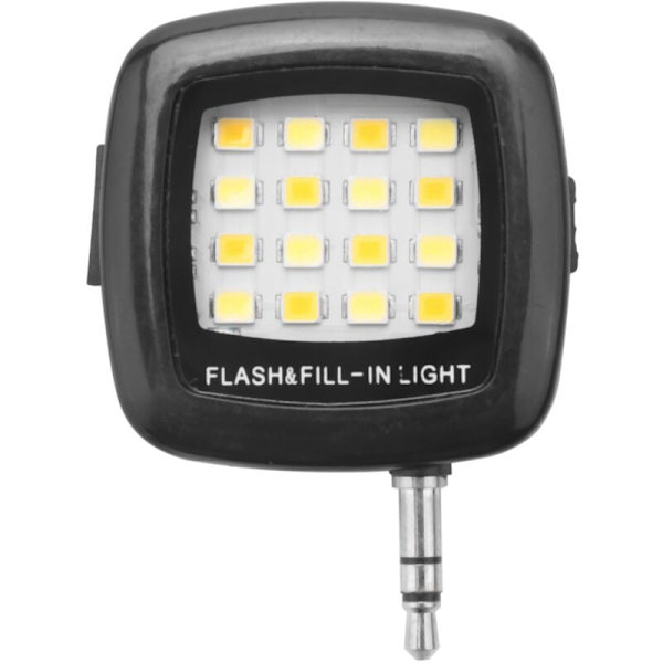 3,5 mm Smart Selfie 16 LED Kamera Flash Fill Light för Mobiltelefon Svart