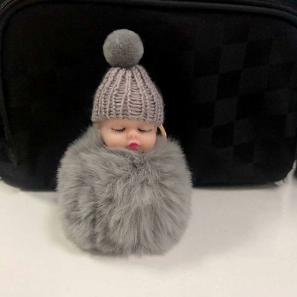 Nyckelringar Söta Sovande Fluffiga Bebisar Hårboll Plysch Nyckelring Kupoler Handväska Sovande Babydocka Nyckelring Mini Nyckelring Bil Docka Plysch Super Mjuk 2st-