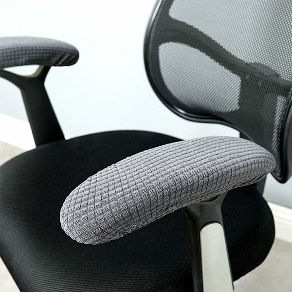 1 Polyester Armlenestopptrekk for Dobbel Kontorstol Avtakbar Elastisk Vaskbar Vanntett Stoff Armlenestopp (Mørk Grå) HIASDFLS