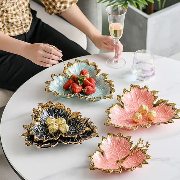 Phnom Penh Plate Maple Leaf Keramisk Oppbevaring Serveringsbrett Kake Dessertfat Organizer Stue Bordservice E