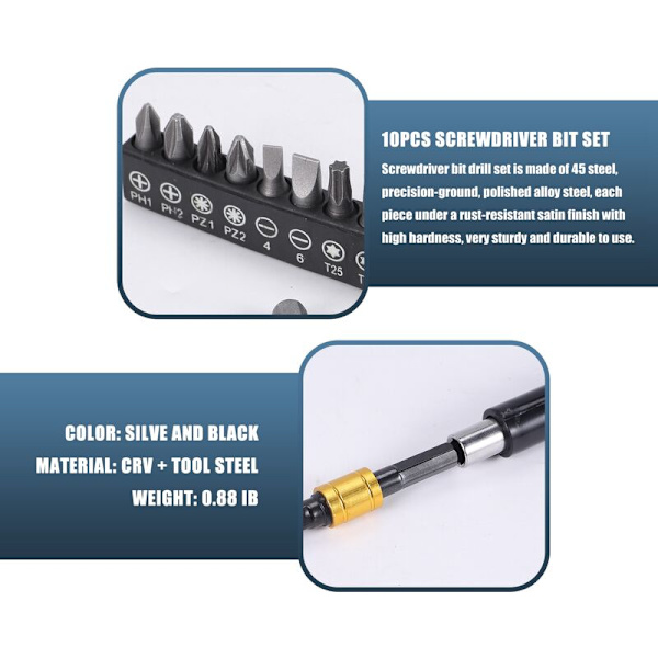 Flexibla Hex Borr Bits Förlängningshylsa Skruvmejsel Bits, 3 st Universalhylsa Adapter Set, Skruvmejsel Bits