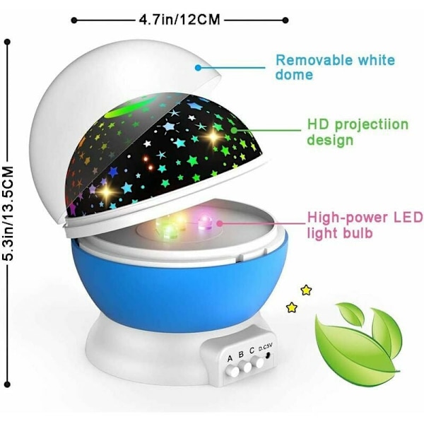 Stjerneprojektor for barn, roterer 360 grader, 4 LED skrivebordslampe 17 farger som skifter med USB-kabel, unike gaver til barnerommet og babyrommet