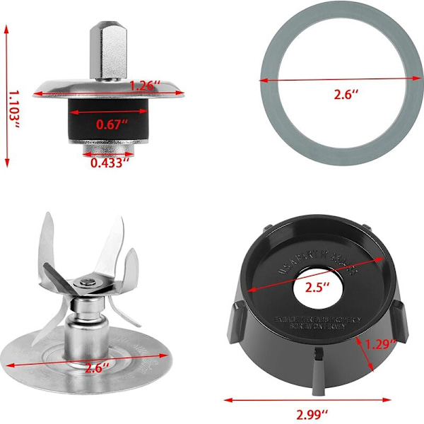 6-punkts kniv 4980 & 4902 Blender Pot Bunddeleje Udskiftning Dele Kompatibel til Osterizer Blender Kniv