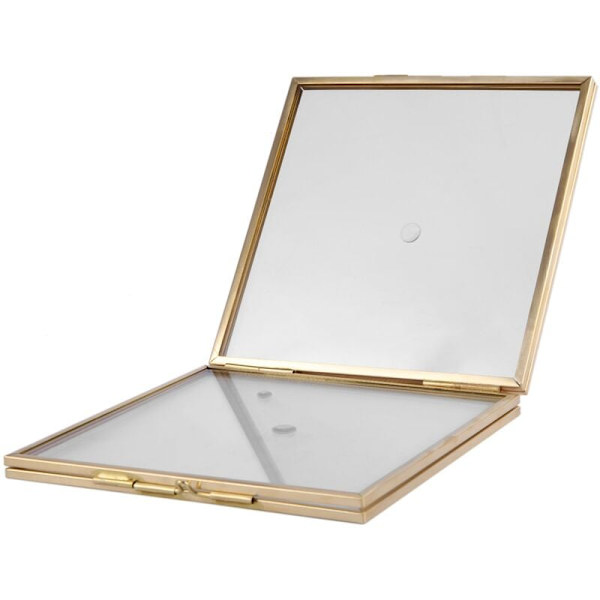 Taitettava kaksisuuntainen lasinen metallikehys, näytepidike, sähköpinnoitettu kullattu näyttöteline 132x132mm