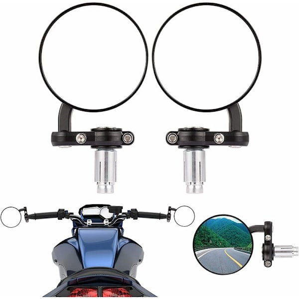 Motorcykel Bakview Spejle, Runde Motorcykel Bakview Spejle 7/8 Tommer 22mm Runde Stang End Spejl-
