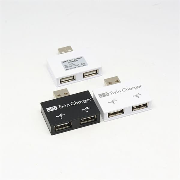 Bærbar Mini USB Hub til 2 Port Oplader Hub Adapter USB Splitter Dual USB Charge Extender til Computer Hvid