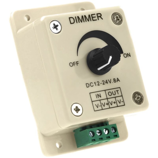 DC 12V-24V LED-dimmer, justerbar enfärgad för 5050 3528 LED-remsa