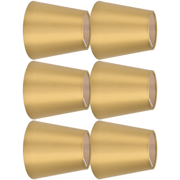 6 stk. E14 Lampskærme Stof Lampskærme Bordlampe Loftlampe Lampskærme til Soveværelse Stue Guld PX153