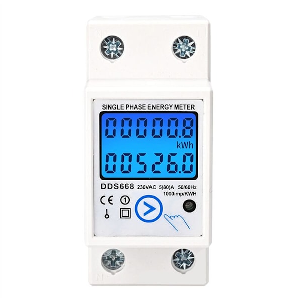 DIN-skena Digital Enfas Zero-Energi Mätar KWh AC 110V Elektrisk LCD