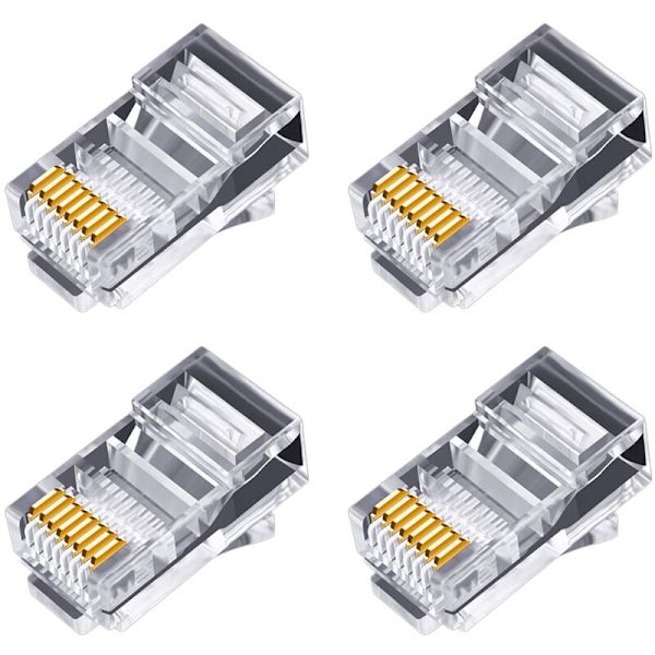 100 stk. 6U RJ45-stik, forgyldt eller gennemgående Ethernet-kabler, modul RJ-45-netværksstik, krystalhoveder Cat5 Cat5E