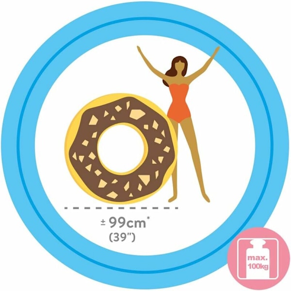 Donut rørformet redningsbøje i chokolade og hasselnød - 114 cm