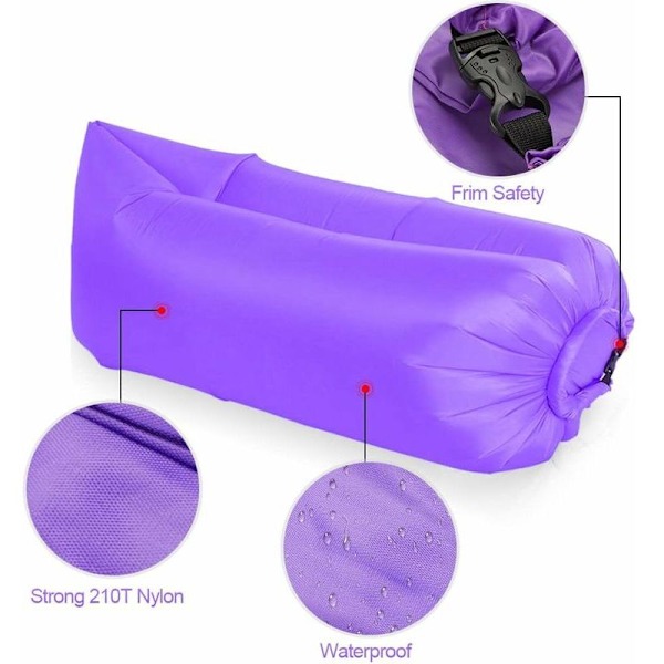 Oppblåsbar sofa, oppblåsbar hengekøye, luft oppblåsbar sofa, oppblåsbar stol, bærbar pakke for reise, camping, fotturer, svømmebasseng og strand