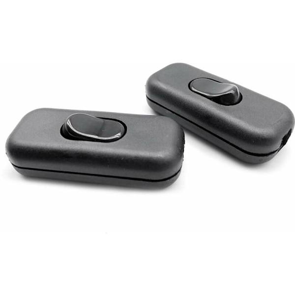 2 stk. Bi-pol Inter Toggle Switch 6A 250V Vippekontakt Dimmer/Lampekontakt, Sort