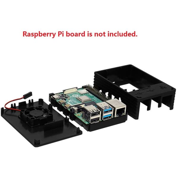 Beskyttende ABS-etui til Raspberry Pi 4, sort skal, plasticetui