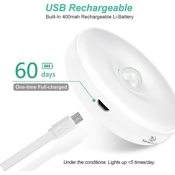 Paket med Rörelseaktiverade LED-lampor, Laddningsbara Batteri-LED-lampor, Magnetisk Limremsa Belysning för Skåpsbelysning, Trappor, Kök