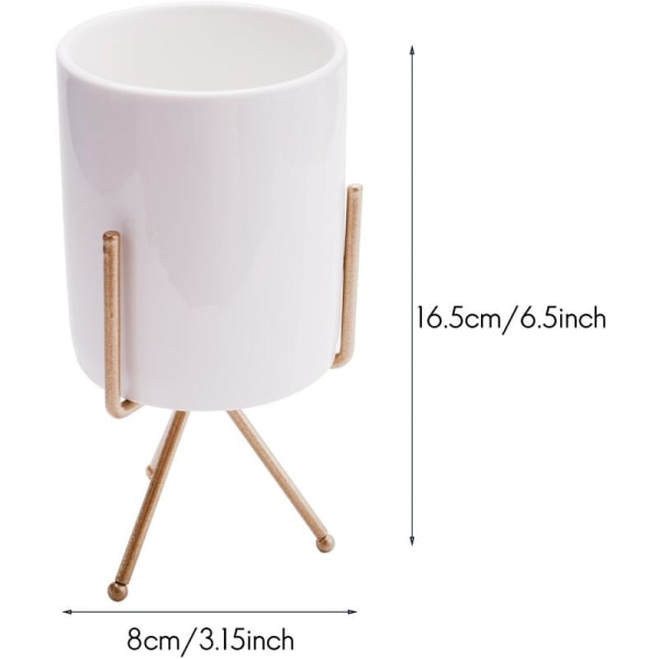 Nordisk stil keramisk blomkruka planter järnram växtstativ grön växt blomkruka kontor skrivbordsdekoration prydnad guld