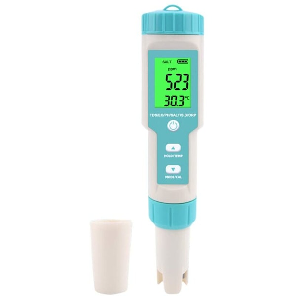 PH-mätare, 7 i 1 salthalt/PH/SG/TDS/EC/ORP/temperaturmätare, vattenkvalitetsmonitor testare för simbassänger, hydroponik, dricksvatten, akvarier PH Me