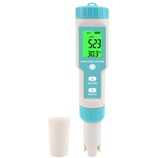 PH-meter, 7 i 1 salinitet/PH/SG/TDS/EC/ORP/temperaturmåler, vandkvalitetsmonitor tester til svømmebassiner, hydroponics, drikkevand, akvarier PH Me