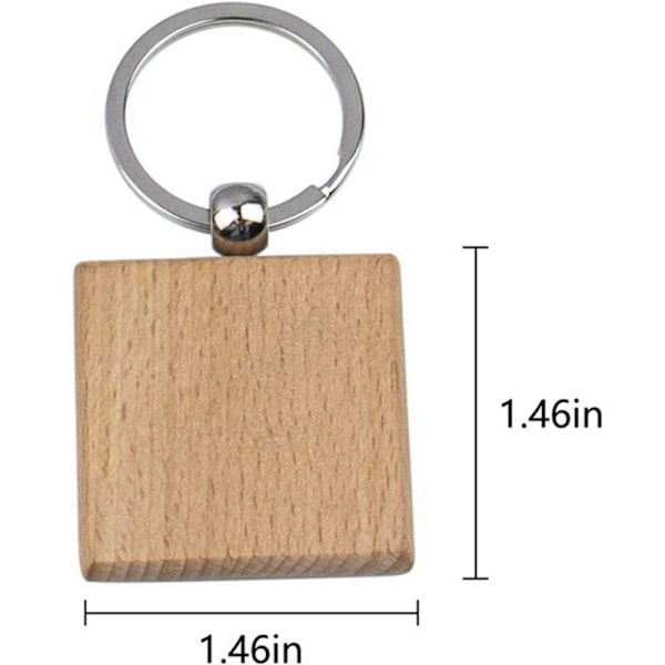 30 stk. Kvadratiske Blanke Tre Nøkkelringer DIY Tre Nøkkelringer Nøkkelkjede Tagger DIY Gaver