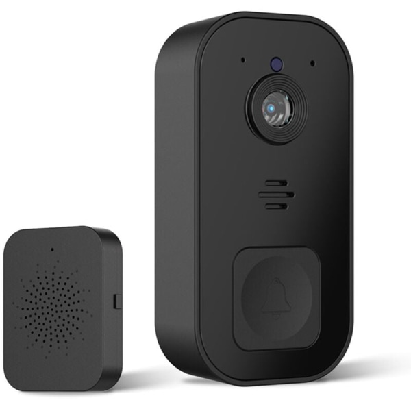 Trådløs videodørklokke Kamera Dørklokke Smart Dørklokke Nem installation Understøtter 2.4G Wifi Sort