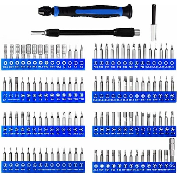 Set med 126 precisionsskruvmejslar - Reparations- och demonteringsverktyg - Lämplig för MacBook, bärbar dator, iPhone, iPad, glasögon, bärbar dator, Xbox, etc.
