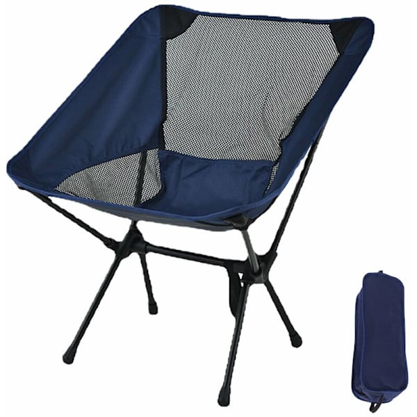 Fällbar utomhusstol, bärbar campingpall, kompakt stol med bärväska för vandring, resor, blå