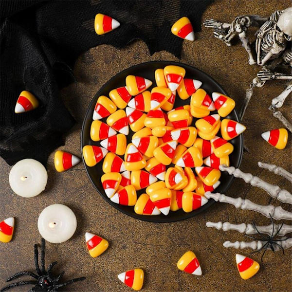 150 stk Halloween søte harpiks godteri mais flatback kunstige falske godteri mais falske flatback pynt