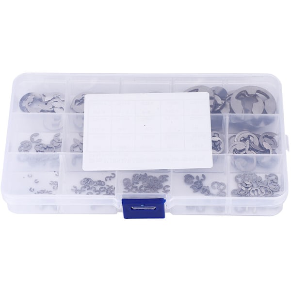 300 st E-klämmor Set Rostfritt Stål E-typ Hållring Cirkelstift Sortiment Kit M1.2 M15