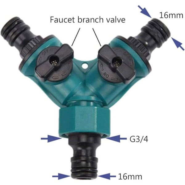 Justerbar 2-vejs Slange Adapter Have Slange Vandfordeler Forbindelse Have Slange Fordeler Slange Fordeler Splitter Adapter til Hane (1 stk