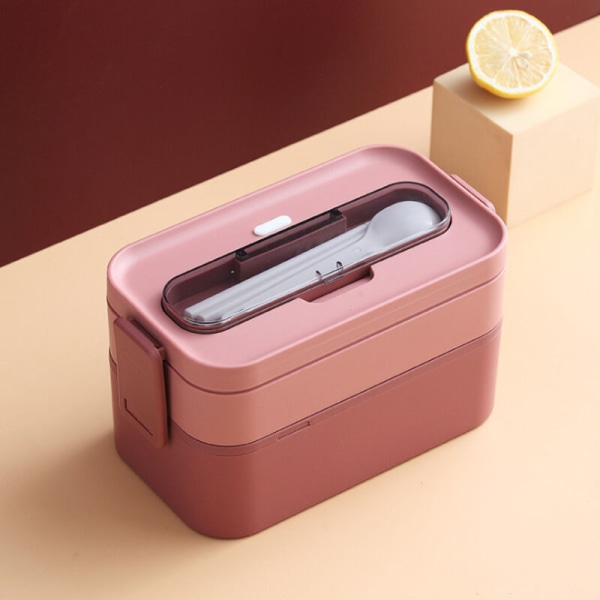 Eristetty lounasrasia, Bento Lunchbox-1600ML, lounaslaatikko ruokailuvälineineen, vuotamaton bentolaatikko, jossa 2 lokeroa muovinen aterialaatikko aikuisille lapsille,