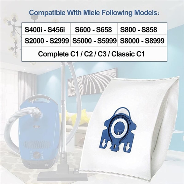 16 Pakkaa Pölypusseja AirClean-Imurin, GN Classic C1 Complete C1, C2, C3, S400I S600 S2 S5 S8 -Sarjoille