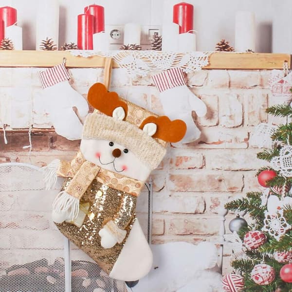Stor julepyntstrømpe med glitter, julepynt til juletreet