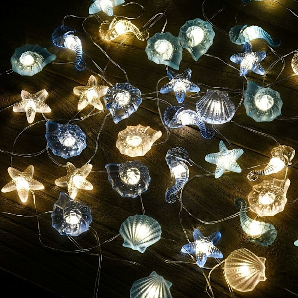 Lysguirlande udendørs indendørs lysguirlander led batteri guirlande af lys dekoration soveværelse deco fødselsdag bryllup tropisk marine hestehoved søstjerne s