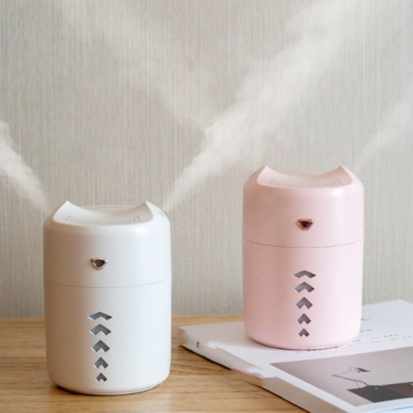 Luftrenser for Diffuser Mini Aroma Luftfukter 400ml med Dobbel Jet Luftfukter Mist Maker Stor Kapasitet Hvit