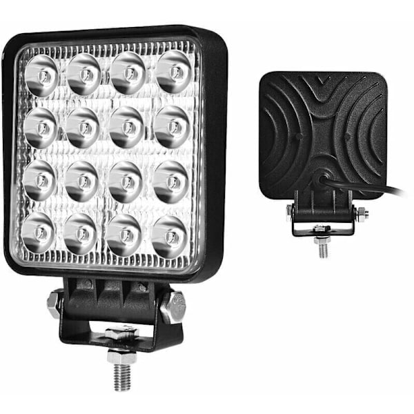 Kvadratisk LED arbeidslys 12-24V 48W 6500K IP67 LED arbeidslampe Rampe frontlys Lang rekkevidde Spot arbeidslys for lastebil traktor terrengbil Offroad SUV tåkelys