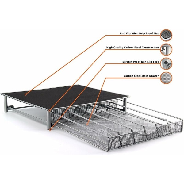 Kaffekapselhållare - Stöd som rymmer 36 stapelbara kapslar - Nätlådehylla