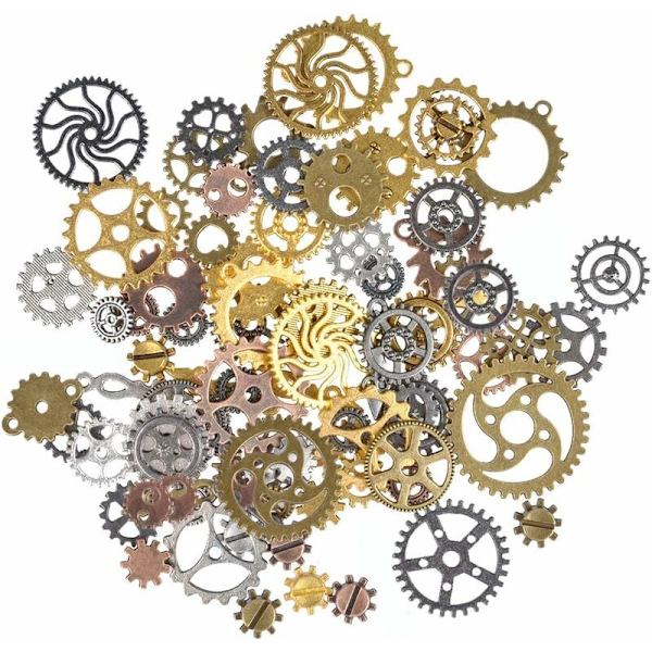 100g Steampunk Metal Gears Steampunk Cogs Hänge för Smyckestillverkning 7-30mm-Fei Yu