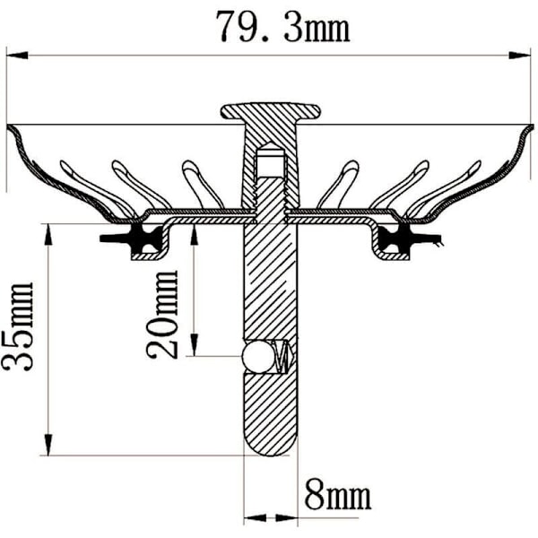 Korg för kökshoavlopp 80 mm - Universell sil i rostfritt stål, popup-korgpropp, - Diskmaskinssäker, täpps inte till eller rinner över,
