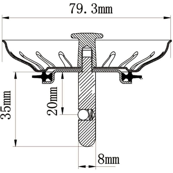 Kurv til køkkenvask 80 mm - Universal rustfrit stål si, pop-up kurvprop - Tåler opvaskemaskine, tilstopper ikke eller løber over,