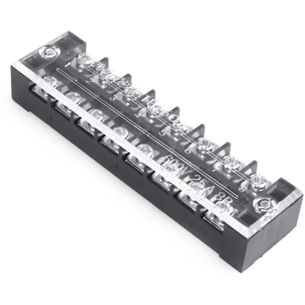 3 stk 600V 25A 8-polet dobbelt rad barriere klemmeskinne med skruer svart