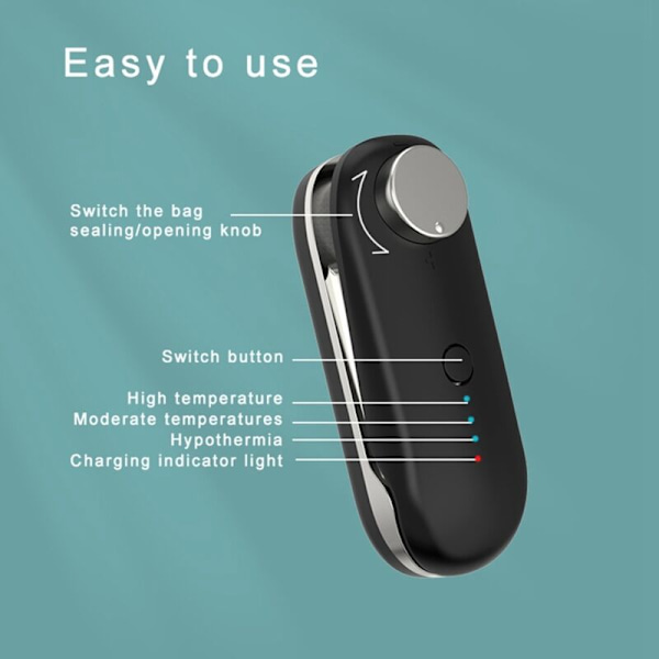 Mini bärbar värmeförseglare påse USB uppladdningsbar ficka värme matförvaring plastförseglingsmaskin klämma med magnet B