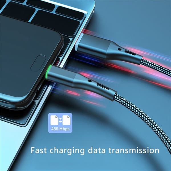 Datakaapeli, 3A LED-latausnailonpunottu datakaapeli Android-matkapuhelimiin tai tabletteihin (punainen, 1 m)