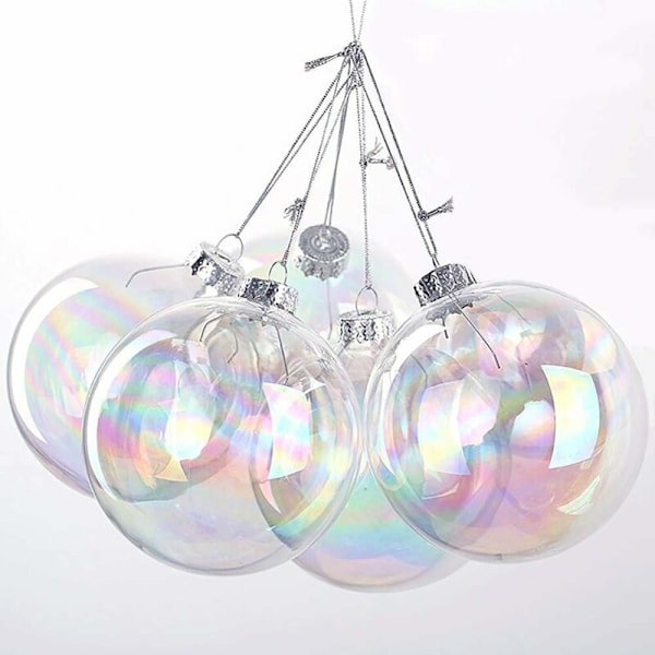 10-pack Färgglada Transparenta Julgranskulor, Fyllbara Ornamentkulor för Julfest, Födelsedag, Bröllopsdekoration - 8 cm - DENUOTOP