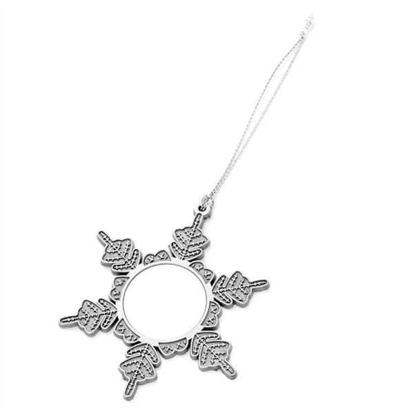 12 st DIY Sublimering Snöflinga Ornament Blank Juldekorationer Metall Hängande för Jul Fest