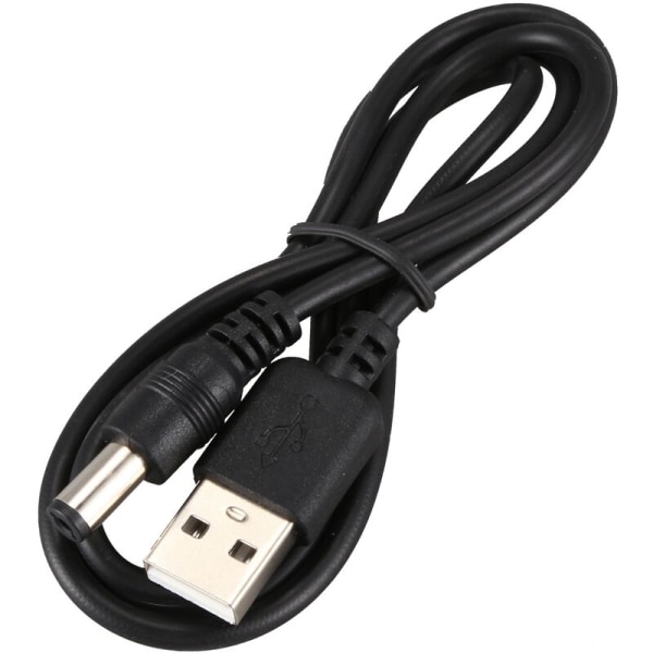 USB 5,5 mm/2,1 mm 5V DC strømkabel (svart, 75 cm)