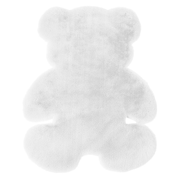 Mjuk matta i björnform, halkfri matta för sovrum, barnrum, fluffig golvmatta, dekorativ matta, dörrmatta (vit)