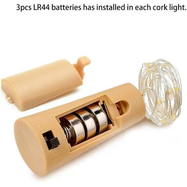 10-pack LED-flaskor med korkljus, 2M 20 LED-flaskljus, silvertrådslampor för DIY-dekoration fest, grillning, trädgård, sovrum, jul
