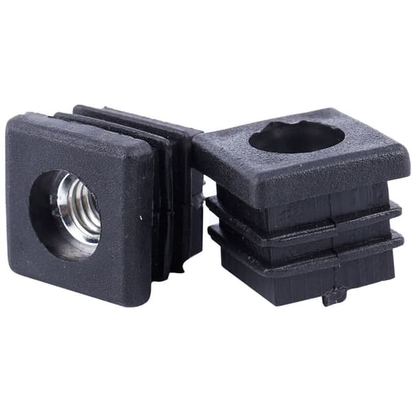 Firkantede rør ender indsæt rør stik M8 gevind 20X20Mm 20stk sort